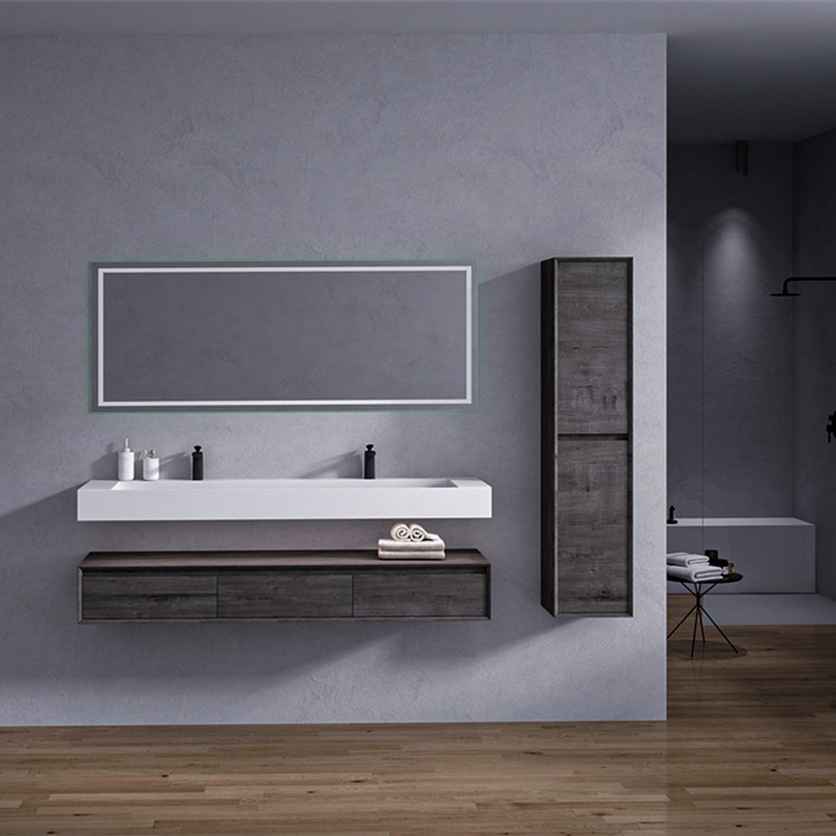 Alysa 72" Floating Bathroom Vanity Set with FLX16 Acrylic Sink/Double Faucet Hole