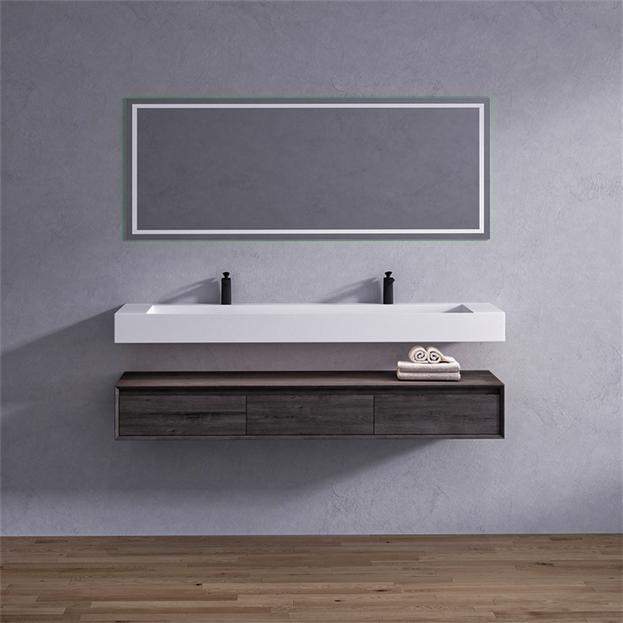 Alysa 72" Floating Bathroom Vanity Set with FLX16 Acrylic Sink/Double Faucet Hole