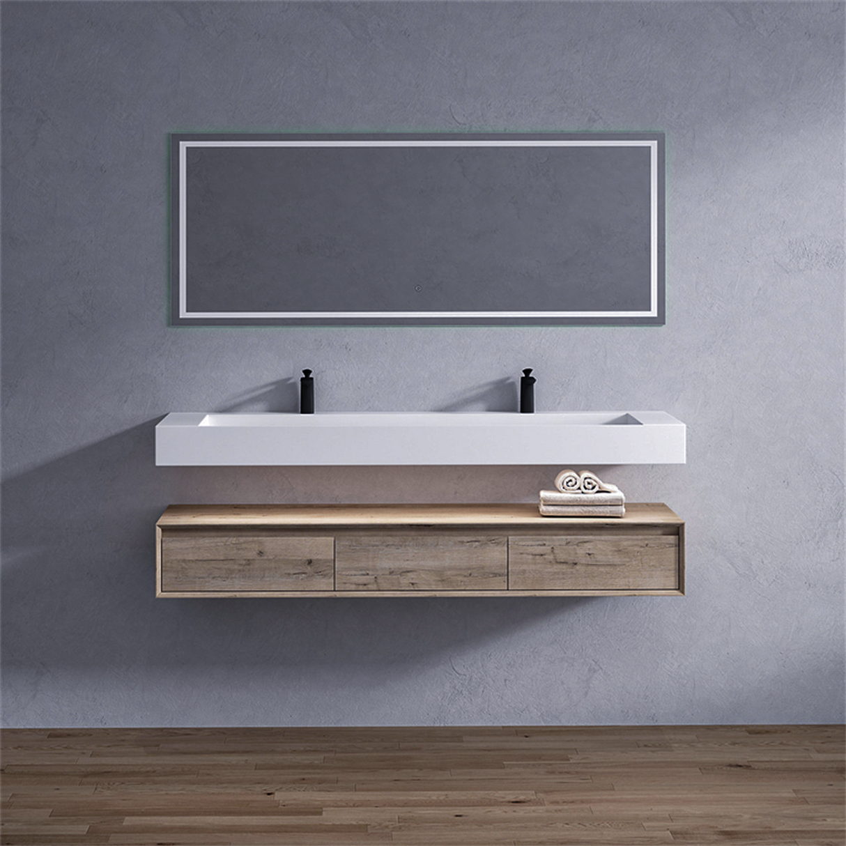 Alysa 72" Floating Bathroom Vanity Set with FLX16 Acrylic Sink/Double Faucet Hole