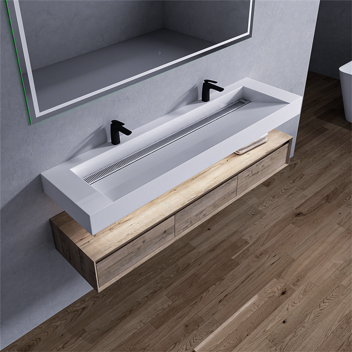 Alysa 72" Floating Bathroom Vanity Set with FLX16 Acrylic Sink/Double Faucet Hole