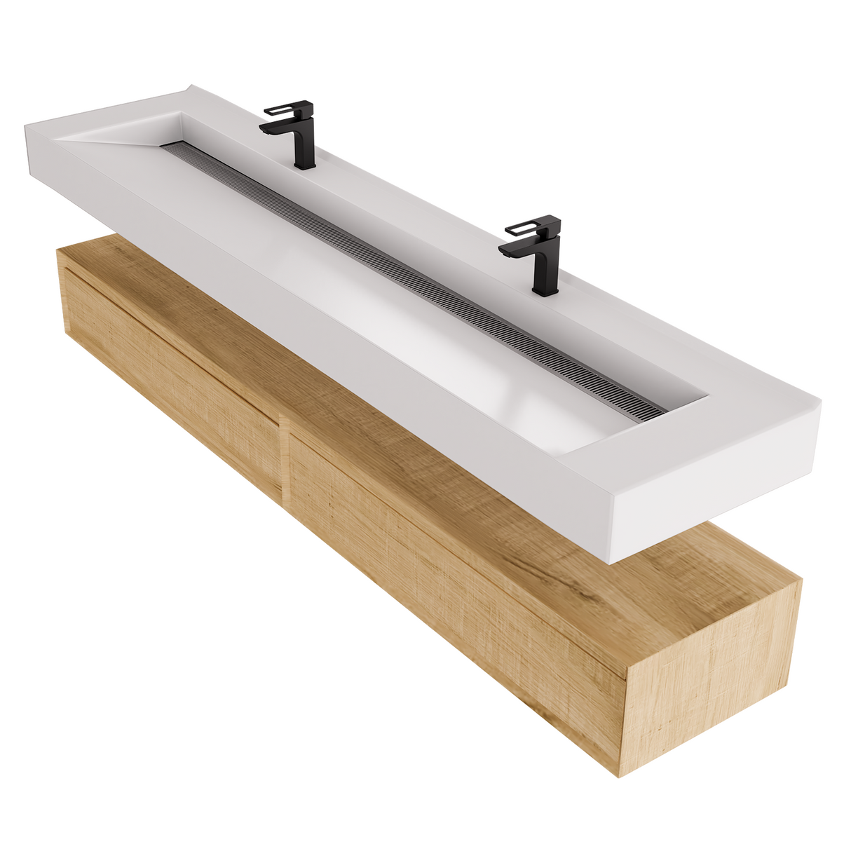 Alysa 84" Floating Bathroom Vanity Set with FLX16 Acrylic Sink & Double Faucet Holes