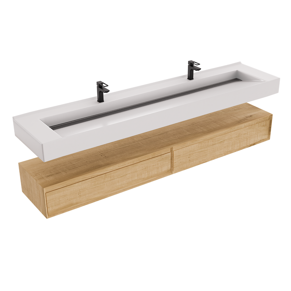 Alysa 84" Floating Bathroom Vanity Set with FLX16 Acrylic Sink & Double Faucet Holes