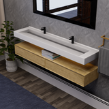 Alysa 84" Floating Bathroom Vanity Set with FLX16 Acrylic Sink & Double Faucet Holes