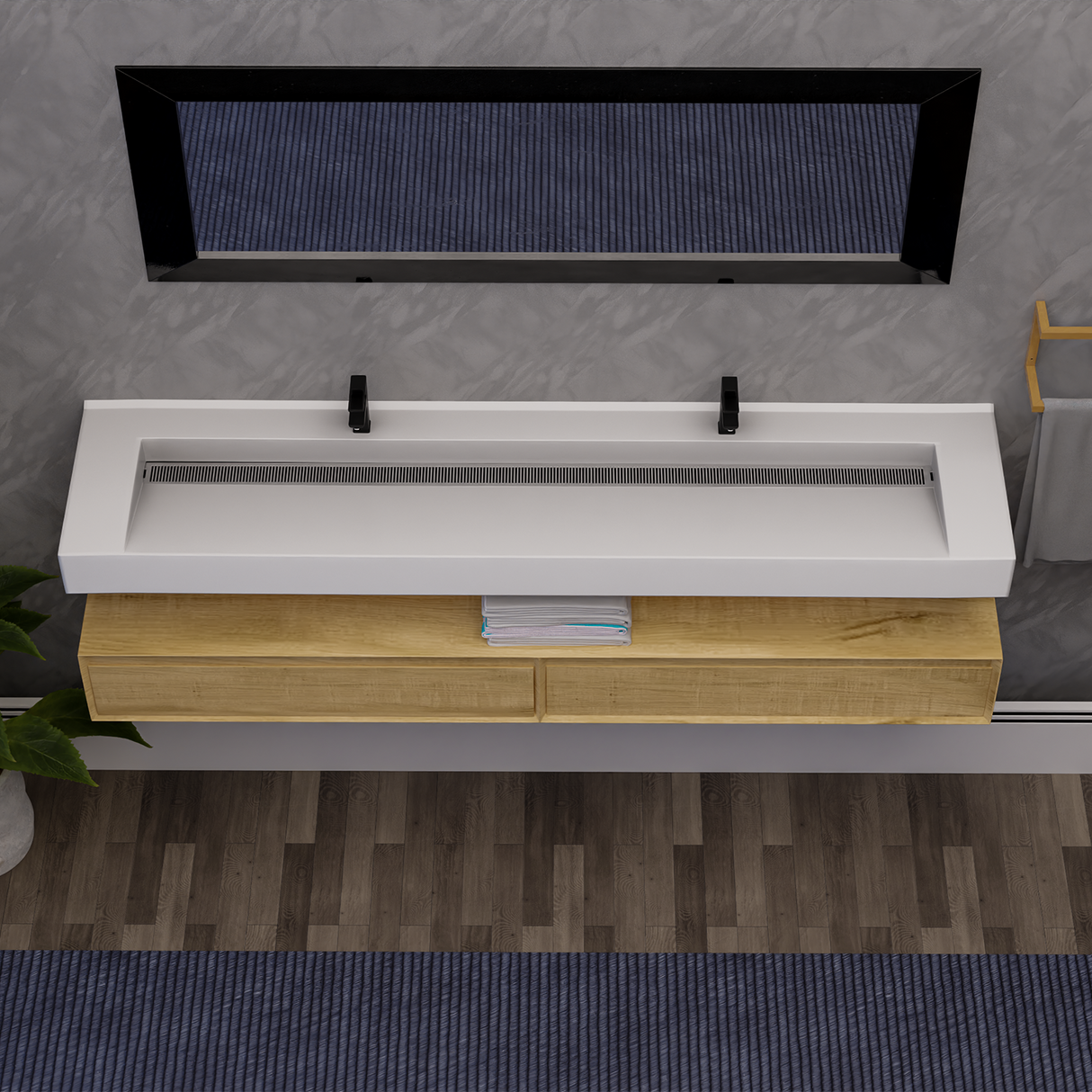 Alysa 84" Floating Bathroom Vanity Set with FLX16 Acrylic Sink & Double Faucet Holes