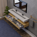Alysa 84" Floating Bathroom Vanity Set with FLX16 Acrylic Sink & Double Faucet Holes
