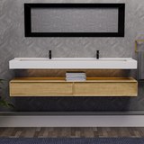 Alysa 84" Floating Bathroom Vanity Set with FLX16 Acrylic Sink & Double Faucet Holes