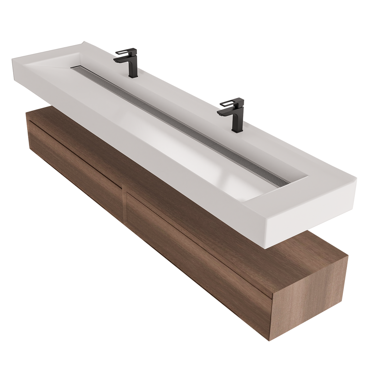 Alysa 84" Floating Bathroom Vanity Set with FLX16 Acrylic Sink & Double Faucet Holes