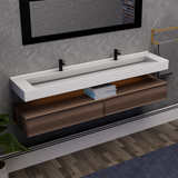Alysa 84" Floating Bathroom Vanity Set with FLX16 Acrylic Sink & Double Faucet Holes
