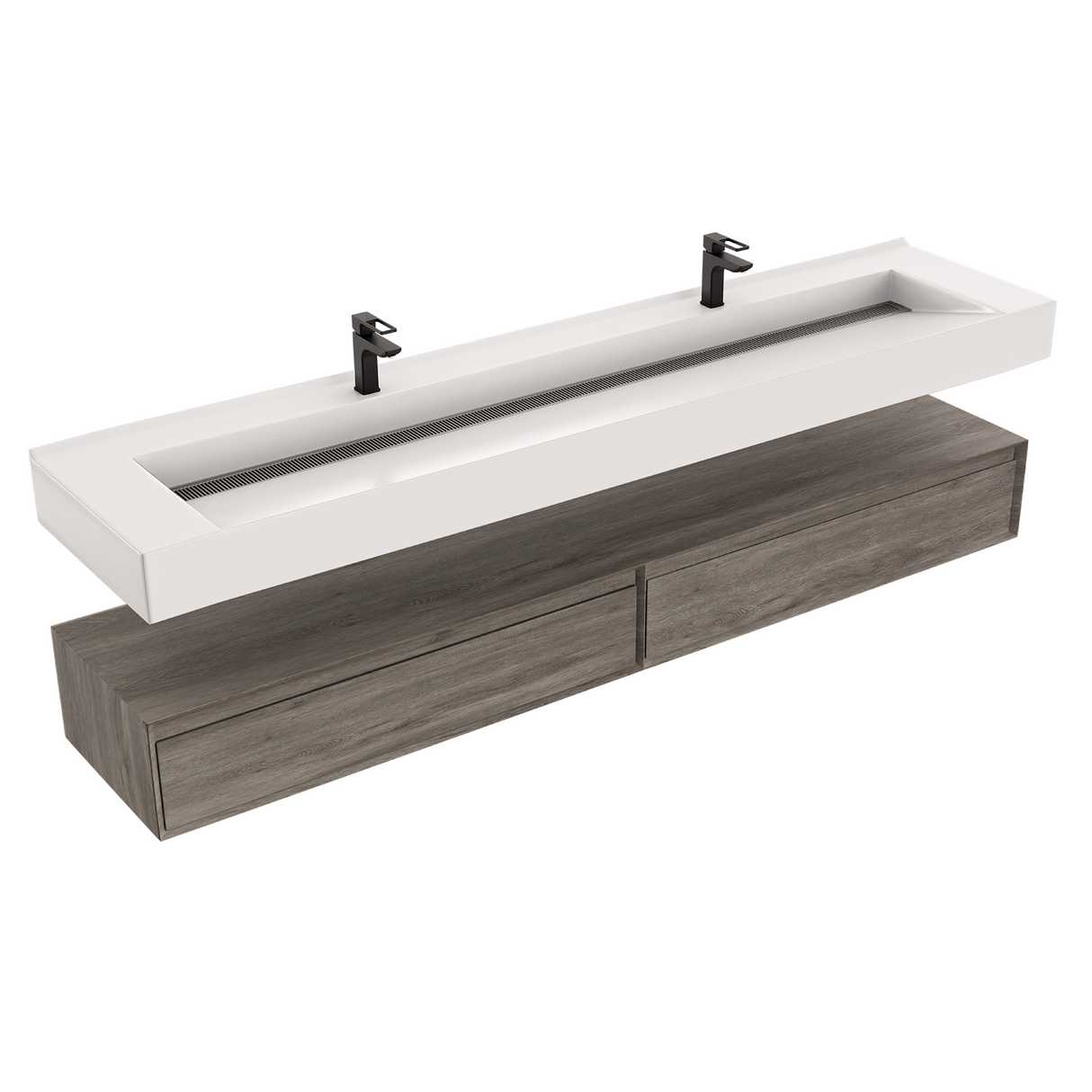 Alysa 84" Floating Bathroom Vanity Set with FLX16 Acrylic Sink & Double Faucet Holes