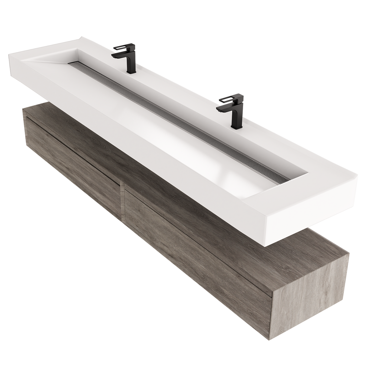 Alysa 84" Floating Bathroom Vanity Set with FLX16 Acrylic Sink & Double Faucet Holes