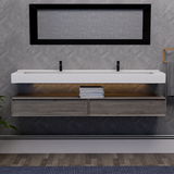 Alysa 84" Floating Bathroom Vanity Set with FLX16 Acrylic Sink & Double Faucet Holes