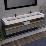 Alysa 84" Floating Bathroom Vanity Set with FLX16 Acrylic Sink & Double Faucet Holes