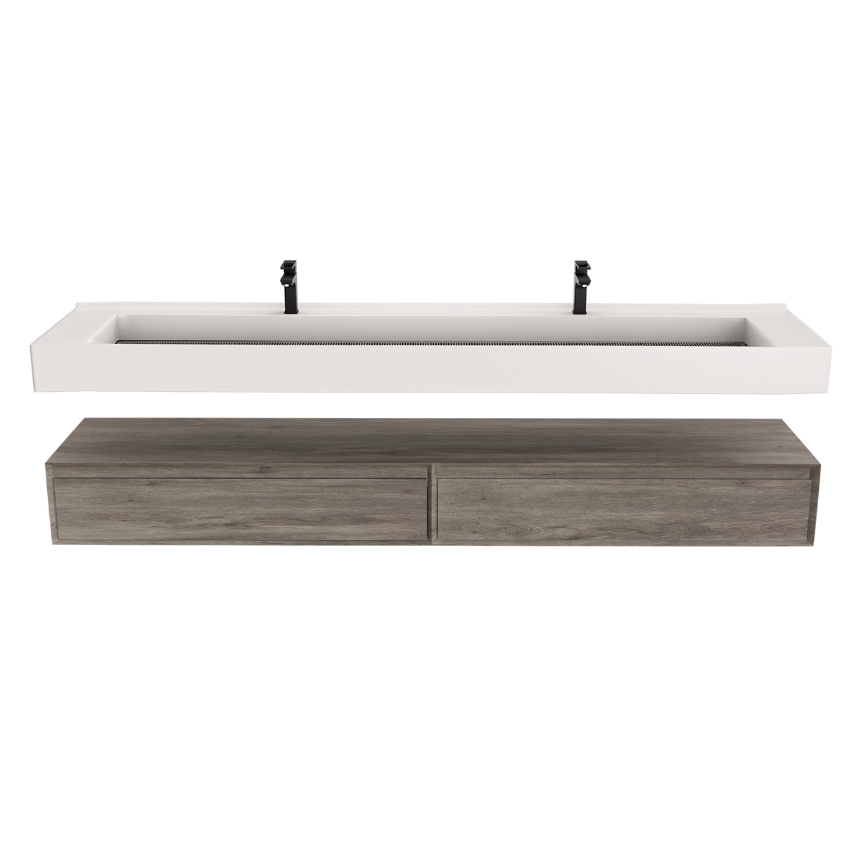 Alysa 84" Floating Bathroom Vanity Set with FLX16 Acrylic Sink & Double Faucet Holes