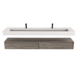 Alysa 84" Floating Bathroom Vanity Set with FLX16 Acrylic Sink & Double Faucet Holes