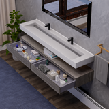 Alysa 84" Floating Bathroom Vanity Set with FLX16 Acrylic Sink & Double Faucet Holes