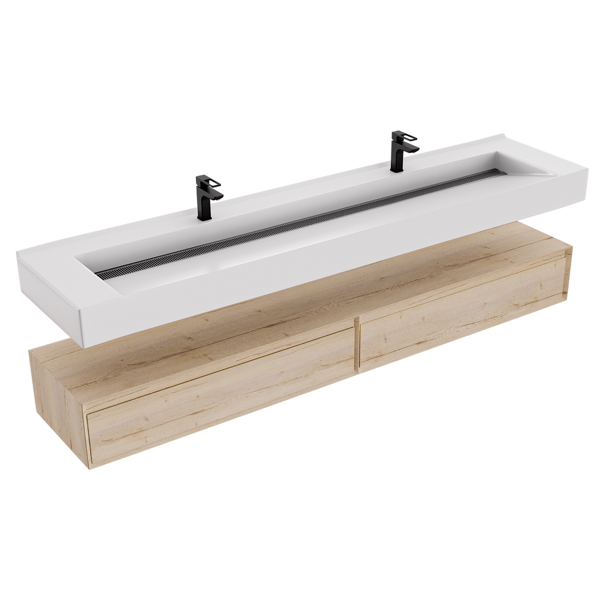Alysa 84" Floating Bathroom Vanity Set with FLX16 Acrylic Sink & Double Faucet Holes