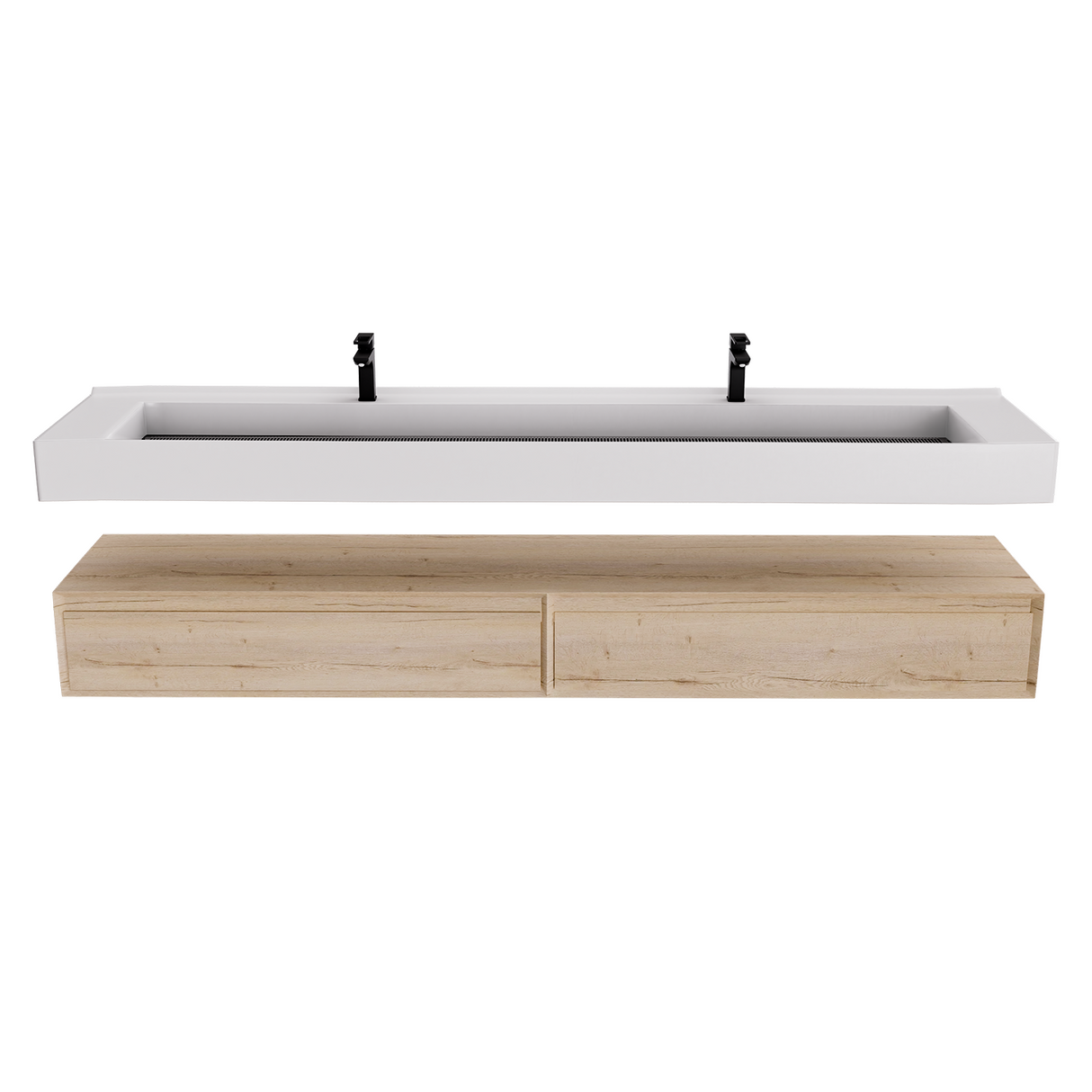 Alysa 84" Floating Bathroom Vanity Set with FLX16 Acrylic Sink & Double Faucet Holes