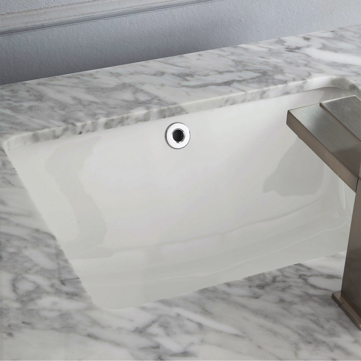 30" Elizabeth Freestanding Solid Wood White Bathroom Vanity with Carrara Natural Marble Sink Top with 4 In. Backsplash