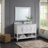48" Elizabeth Freestanding Solid Wood White Bathroom Vanity with Carrara Natural Marble Sink Top with 4 In. Backsplash