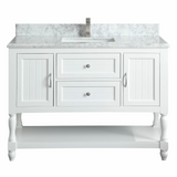48" Elizabeth Freestanding Solid Wood White Bathroom Vanity with Carrara Natural Marble Sink Top with 4 In. Backsplash