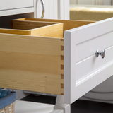 48" Elizabeth Freestanding Solid Wood White Bathroom Vanity with Carrara Natural Marble Sink Top with 4 In. Backsplash