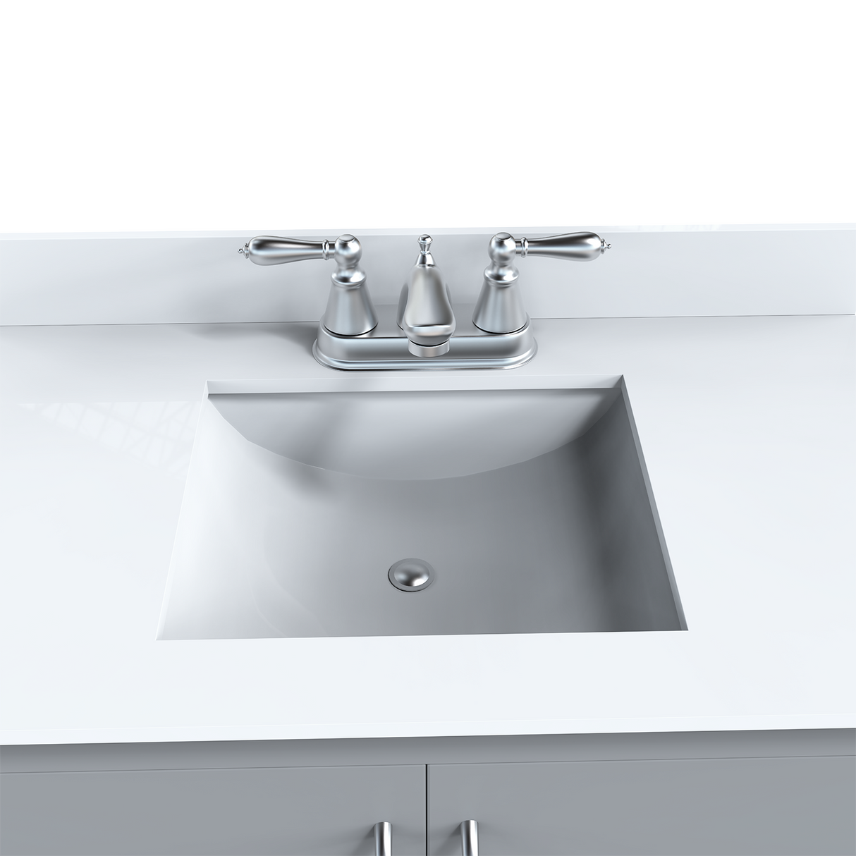 Gray 36" Luton Freestanding Solid Wood Bathroom Vanity With Crystal White Engineered Stone Sink Top & 4 In. Backsplash in Nature Wood Finish