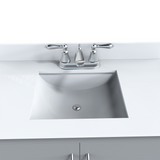 Gray 36" Luton Freestanding Solid Wood Bathroom Vanity With Crystal White Engineered Stone Sink Top & 4 In. Backsplash in Nature Wood Finish