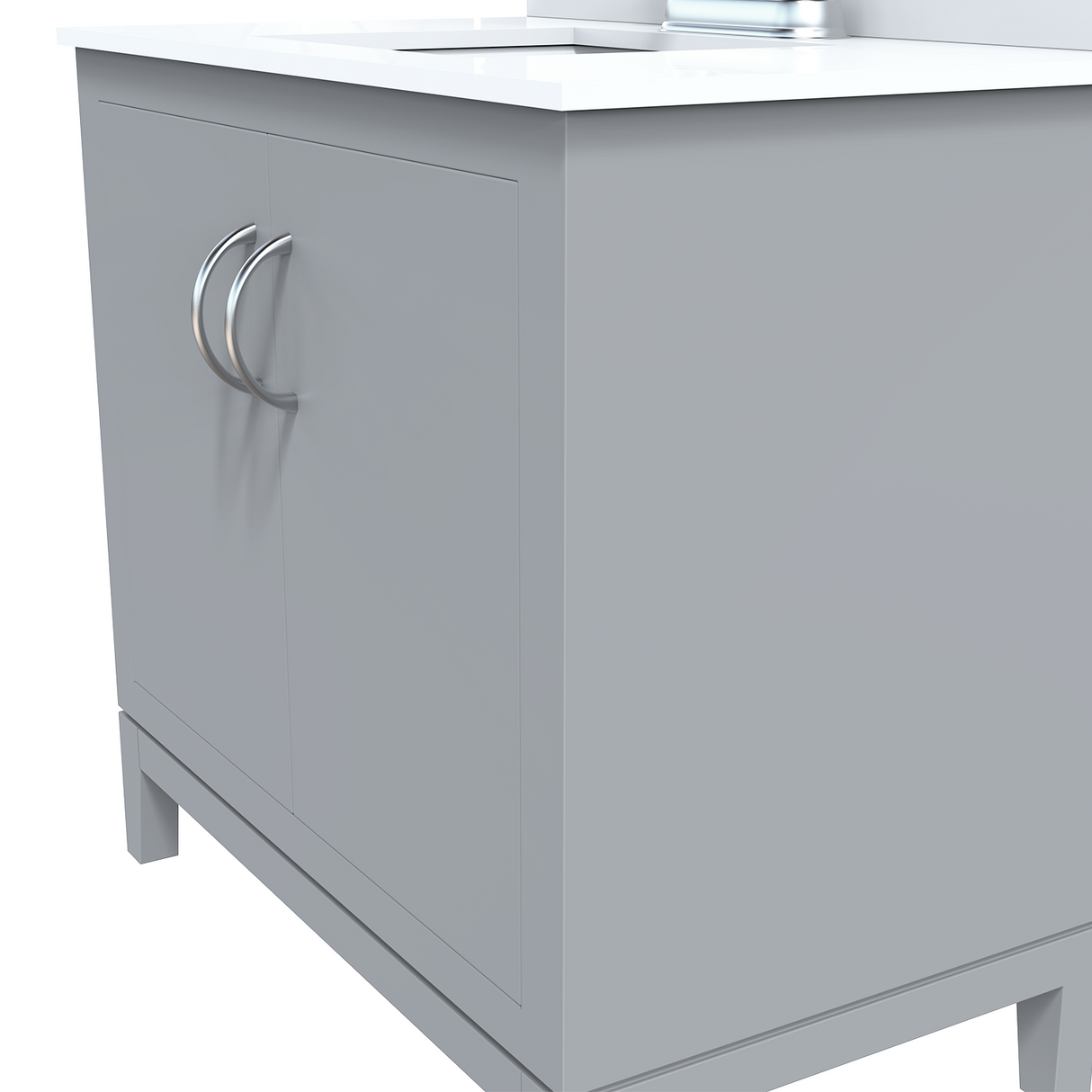 Gray 36" Luton Freestanding Solid Wood Bathroom Vanity With Crystal White Engineered Stone Sink Top & 4 In. Backsplash in Nature Wood Finish