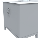Gray 36" Luton Freestanding Solid Wood Bathroom Vanity With Crystal White Engineered Stone Sink Top & 4 In. Backsplash in Nature Wood Finish