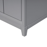 Gray 48" Luton Freestanding Solid Wood Bathroom Vanity With Crystal White Engineered Stone Sink Top & 4 In. Backsplash in Nature Wood Finish