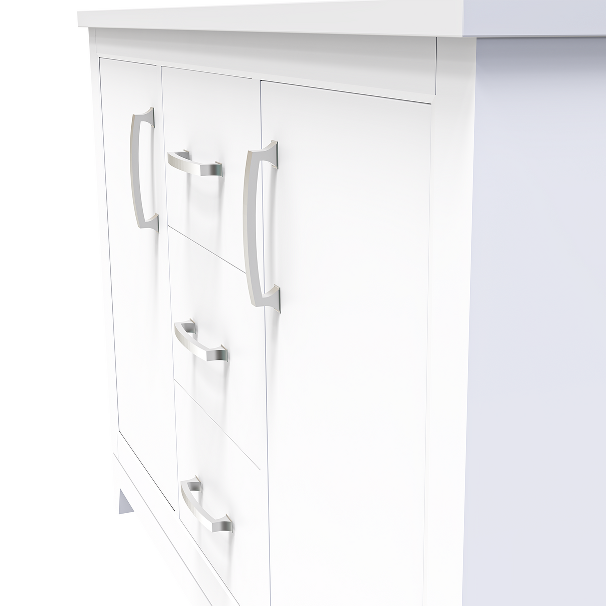 White 49" Luton Freestanding Solid Wood Bathroom Vanity With Crystal White Engineered Stone Double Sink Top & 4 In. Backsplash in Nature Wood Finish