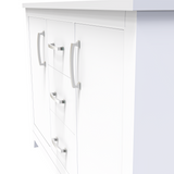 White 49" Luton Freestanding Solid Wood Bathroom Vanity With Crystal White Engineered Stone Double Sink Top & 4 In. Backsplash in Nature Wood Finish