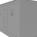 Gray 60" Luton Freestanding Solid Wood Bathroom Vanity With Crystal White Engineered Stone Double Sink Top & 4 In. Backsplash in Nature Wood Finish