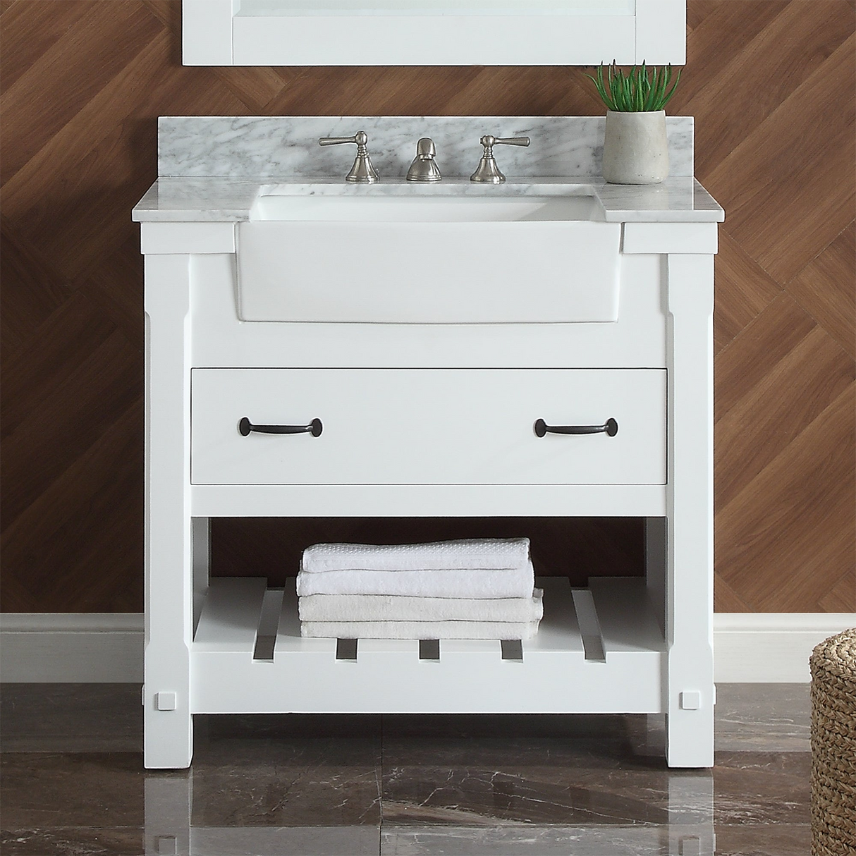 37" Bathroom Vanity in White With Sink - Premium Farmington Family