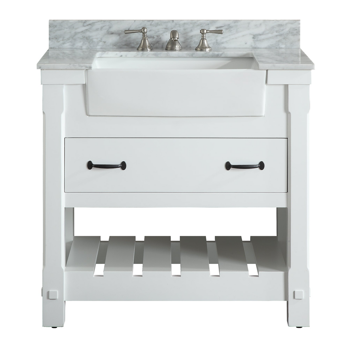 37" Bathroom Vanity in White With Sink - Premium Farmington Family