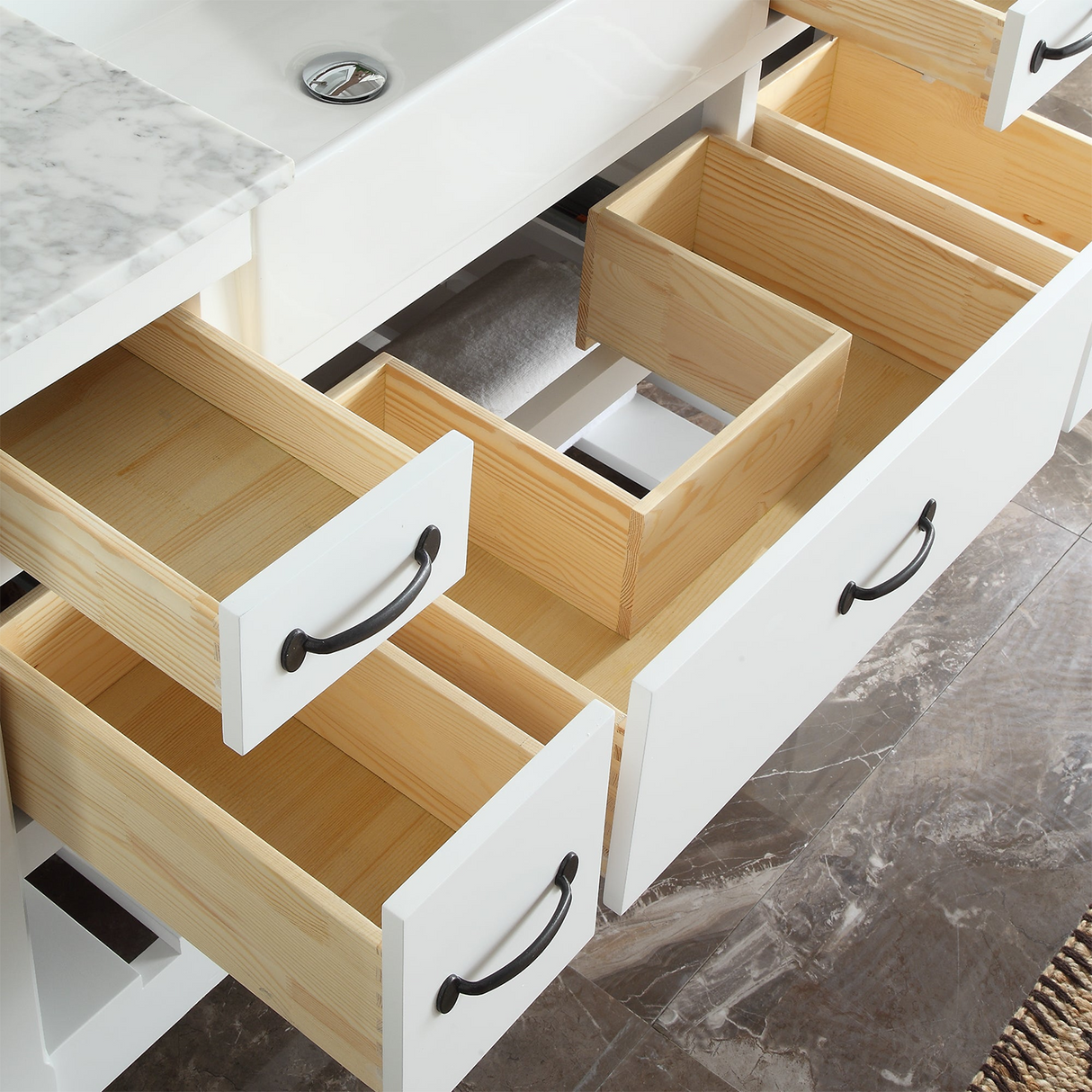 49" Bathroom Vanity in White With Sink - Premium Farmington Family