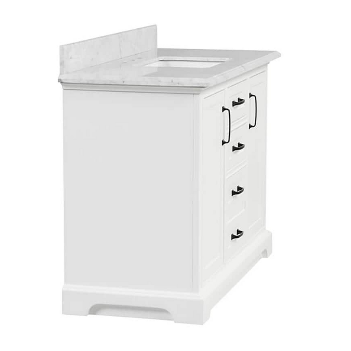 48" Rhoda Freestanding White Solid Wood Bathroom Vanity with Natural Carrara White Marble Sink Top with 4 In. Backsplash
