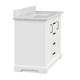 48" Rhoda Freestanding White Solid Wood Bathroom Vanity with Natural Carrara White Marble Sink Top with 4 In. Backsplash
