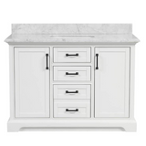 48" Rhoda Freestanding White Solid Wood Bathroom Vanity with Natural Carrara White Marble Sink Top with 4 In. Backsplash