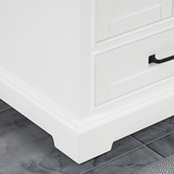 60" Rhoda Freestanding White Solid Wood Bathroom Vanity with Natural Carrara White Marble Double Sink Top with 4 In. Backsplash