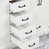 60" Rhoda Freestanding White Solid Wood Bathroom Vanity with Natural Carrara White Marble Double Sink Top with 4 In. Backsplash