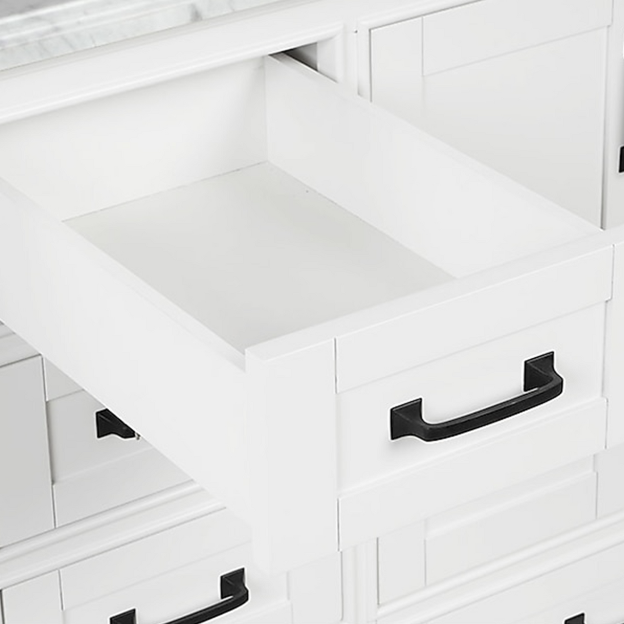 60" Rhoda Freestanding White Solid Wood Bathroom Vanity with Natural Carrara White Marble Double Sink Top with 4 In. Backsplash