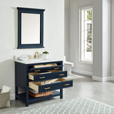 37" Bathroom Vanity in Navy Blue With Sink - Premium Manhattan Family