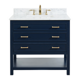 37" Bathroom Vanity in Navy Blue With Sink - Premium Manhattan Family