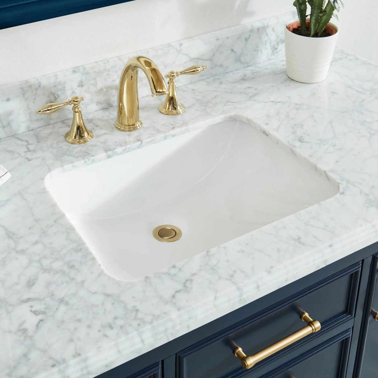 49" Bathroom Vanity in Navy Blue With Sink - Premium Manhattan Family