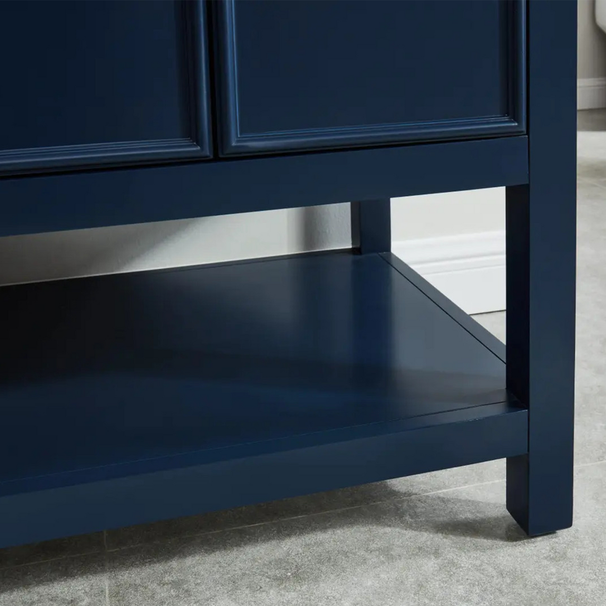 61" Bathroom Vanity in Navy Blue With Double Sink - Premium Manhattan Family