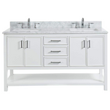 61" Bathroom Vanity in White With Double Sink - Premium Manhattan Family