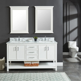 61" Bathroom Vanity in White With Double Sink - Premium Manhattan Family