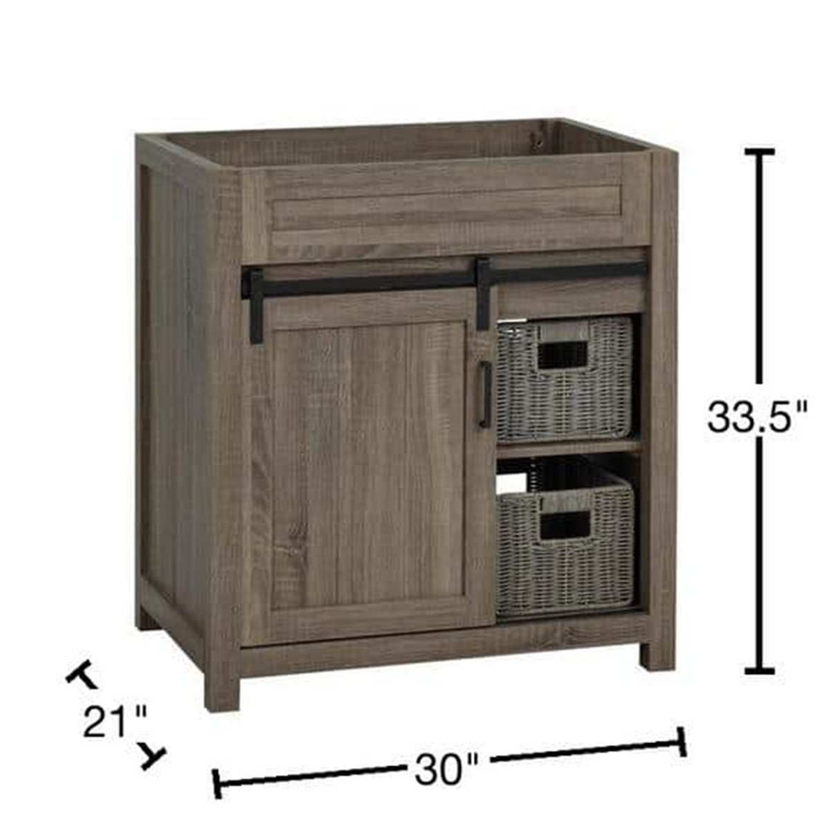 30" Farm Barn Freestanding Solid Wood Antique Brown Bathroom Vanity Cabinet Without Top