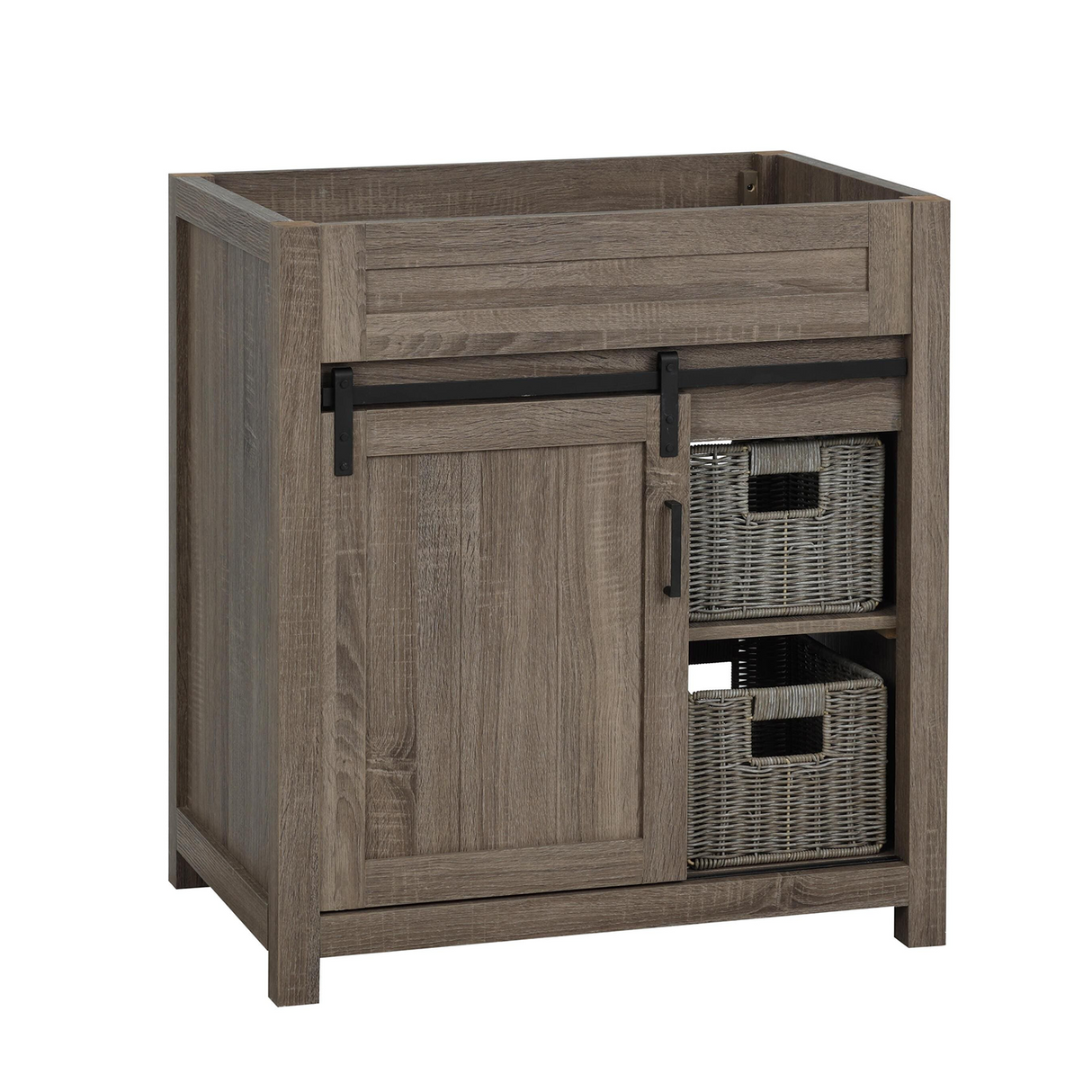 30" Farm Barn Freestanding Solid Wood Antique Brown Bathroom Vanity Cabinet Without Top
